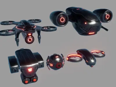 Sci Fi Drones 3D Model Pack