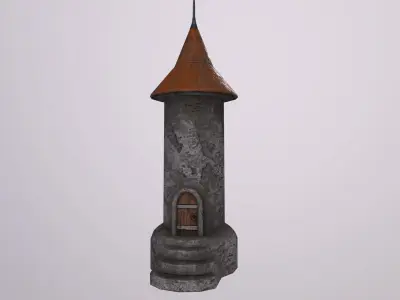 Medieval tower-2 Low-poly 3D model