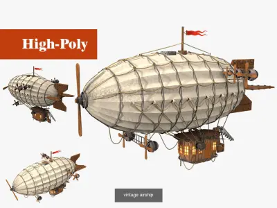 balloon vintage airship high-poly textured 3D Model Collection