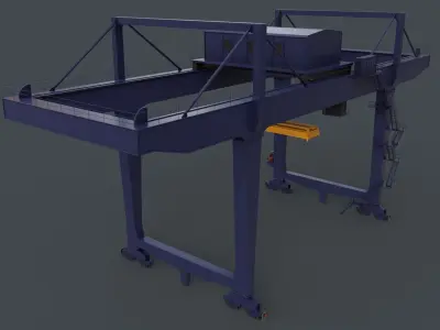 PBR Rail Mounted Gantry Crane RMG V2 - Blue Dark Low-poly 3D model