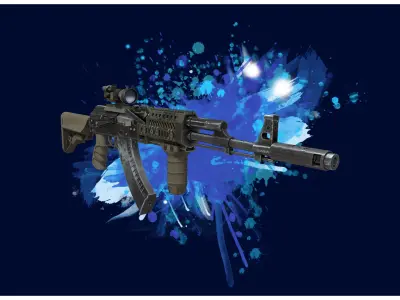 RIFLE 1 - AK47 Tactical Assault Rifle - 4K Game Ready Low-poly 3D model