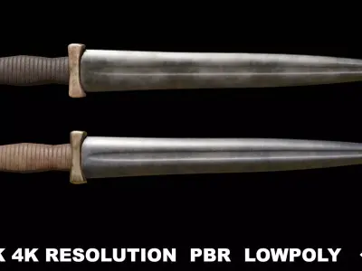 Greek Sword Xiphos 02 Low-poly 3D model