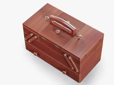 Sewing Box Wooden  Low-poly 3D model
