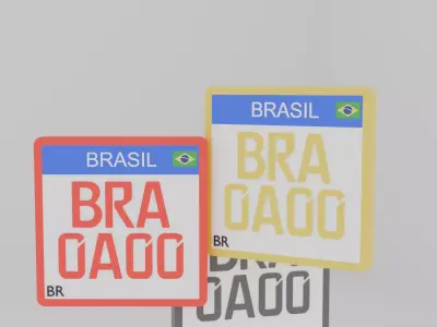 Brazil Mercosul Motorcycle License Plate Low Poly Low-poly 3D model