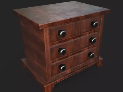 old wooden almira lowpoly game asset Low-poly 3D model