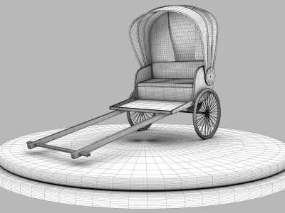 Indian old rickshaw Low-poly 3D model