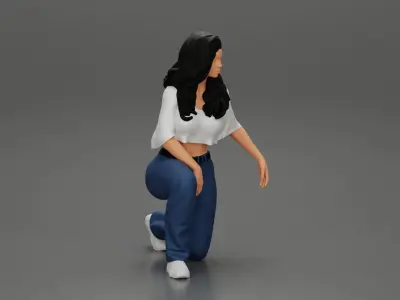 Chola Girl in sitting on knee  3D print model