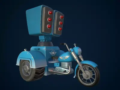 Motorcycle with two lights Low-poly 3D model