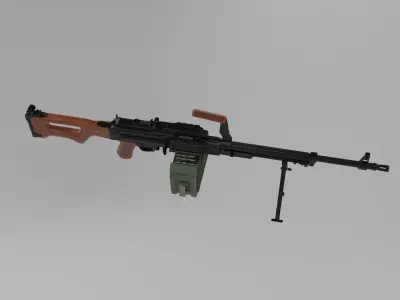 PKM machine gun Low-poly Game ready Low-poly 3D model