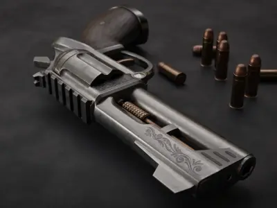 Horn Game Ready Revolver Low-poly 3D model