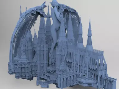 Cathedral Palace Baroque gothic Large Grand 4 3D model