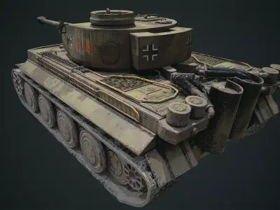 Tiger 1 PBR GameReady Low-poly 3D model