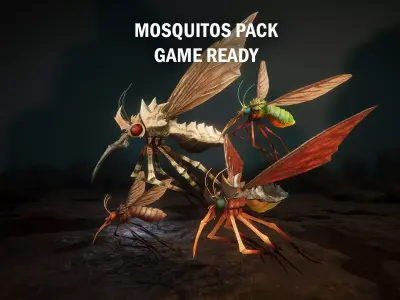 Mosquitos pack Low-poly 3D model