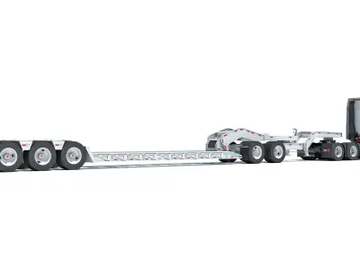 Semi Truck with Lowboy Trailer 3D model purchase