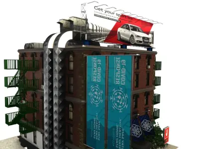 City Street Building  3D Model Free low-poly 3D model