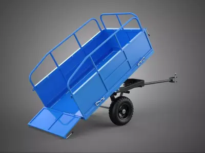 TIPPING DUMP TRAILER CARGO CART WAGON TRACTOR LAWN MOWER GARDEN 3D model
