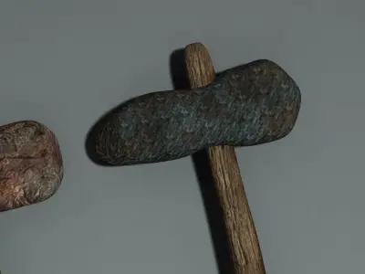 3D Hammer two wooden hammers 3D model