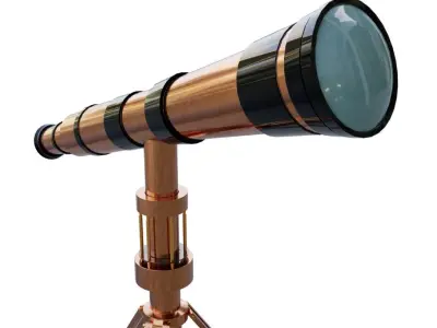Copper Telescope Low-poly 3D model