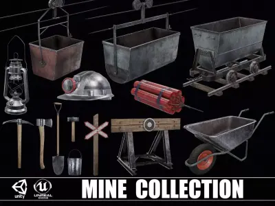 Collection of 15 Mine Items 3D Model Pack