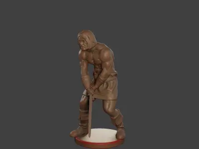 Male Barbarian 2HSword Attacking3 3D print model