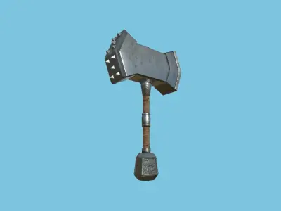 Medieval War Hammer 10 Metal Ornament - Fantasy Weaponry Low-poly 3D model