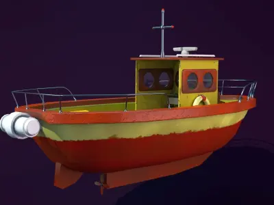 Sea boat Low-poly 3D model