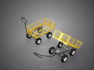 PLATFORM TRUCK METAL GRID FOLDING UTILITY WAGON REMOVABLE SIDES 3D model