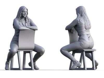 Figure Julia typ A with chair for ship model railway diorama  3D print model