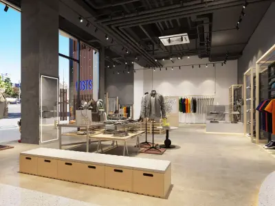 Industrial-Style Clothing Store 3D model