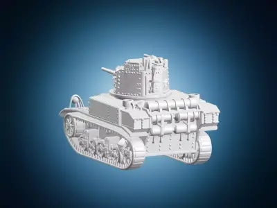 Military Light Tank Armored Vehicle Miniature 3D print model