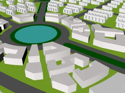 Urban highrise building  ancillary building commercial 3D model