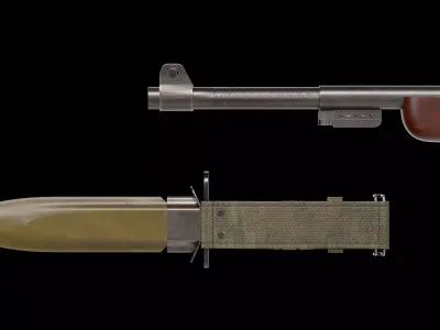 M1 Carbine semi-automatic rifle Low-poly 3D model