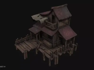 Fishing village asset 01 Low-poly 3D model