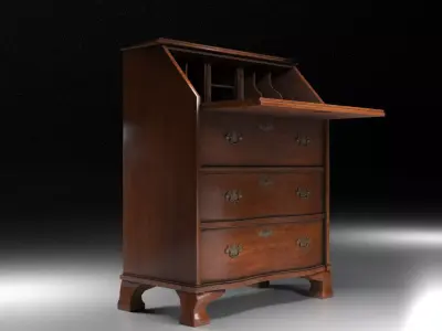 Wood Secretary Desk 3D model