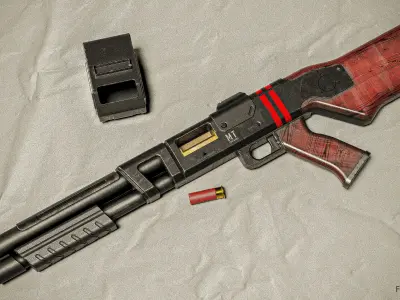 Belt Fed Shotgun PBR Low-poly 3D model