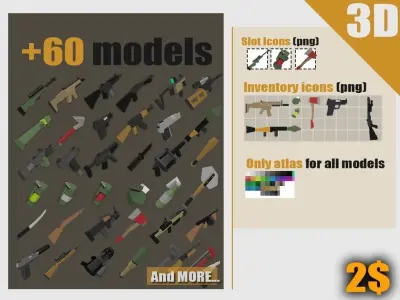 SImpleWeapons 50X - lowpoly Low-poly 3D model