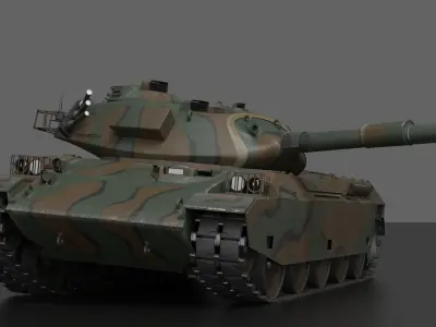 JGSDF Type 74 Main Battle Tank Low-poly 3D model