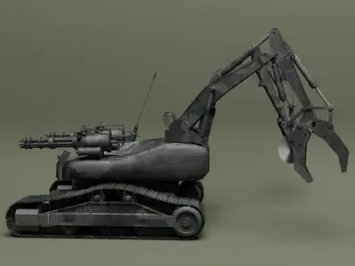 robot excavator Low-poly 3D model