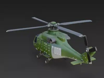 Stylized Tactical Military Helicopter 3D Model Low-poly 3D model