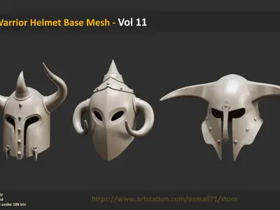 25 Warrior Helmet Base Mesh - Vol 11 Low-poly 3D model
