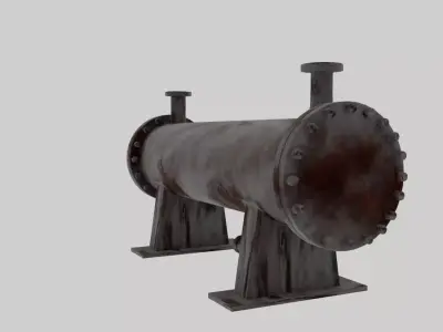 Detailed Rusted Heat Exchanger Reactor  Low-poly 3D model