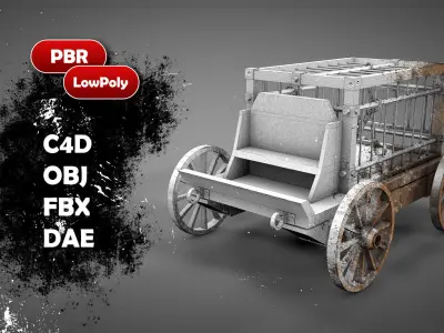 Medieval Prisoner Wagon LITE Low-poly 3D model