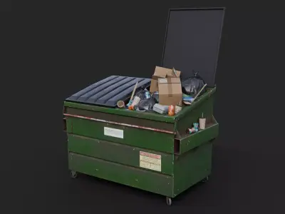 Overfilled Garbage Dumpster  Low-poly 3D model