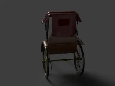 Chinese rickshaw  Low-poly 3D model