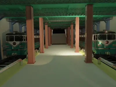 Train Station or Subway Scene in Blender   Low-poly 3D model