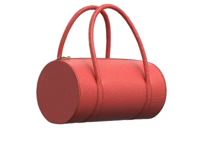 Red Leather Barrel Bag 3D model