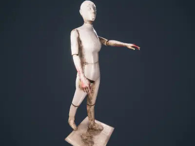 Mannequin horror antique HDRP Low-poly 3D model