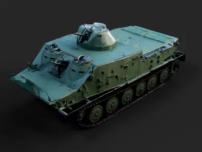 military soviet floating tank PBR photogrammetry Low-poly 3D model