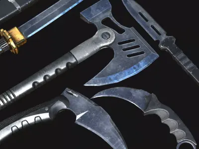 Melee weapons Low-poly 3D model get