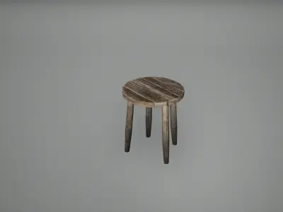 Viking Barrel Bench Stool Low Poly Game Ready Low-poly 3D model